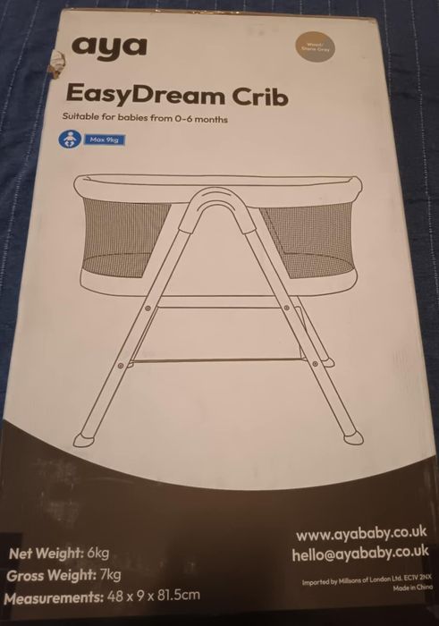 Бебешка Кошара Aya EasyDream Crib – Wood/Stone Grey