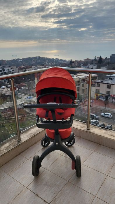 STOKKE XPLORY X +бебешки кош(цвятRuby Red)+чувалче STOKKE