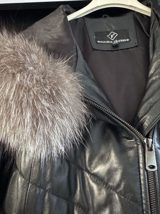 geaca de piele cu blana naturala