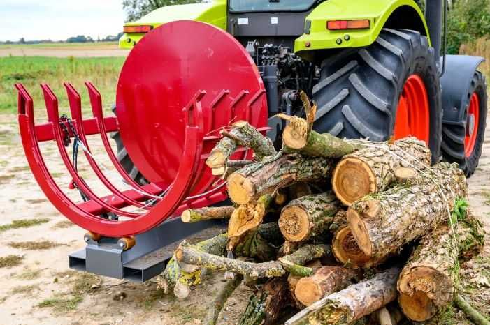 balotiera lemn - tractor / incarcator / stivuitor - diverse prinderi