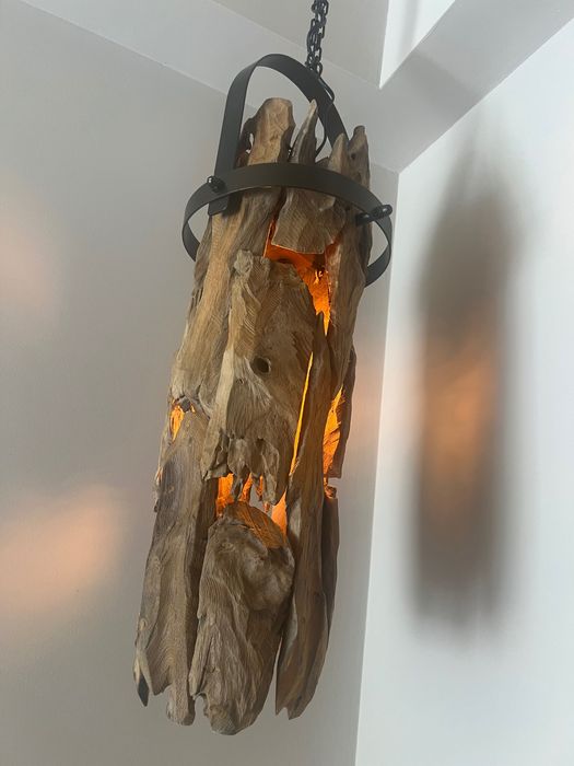 Абажур от дърво и желязо