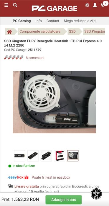 Ssd Kingston fury renegate gen.4 1tb nvme m.2 + heat sink