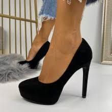 Pantofi stilleto piele intoarsa, negri