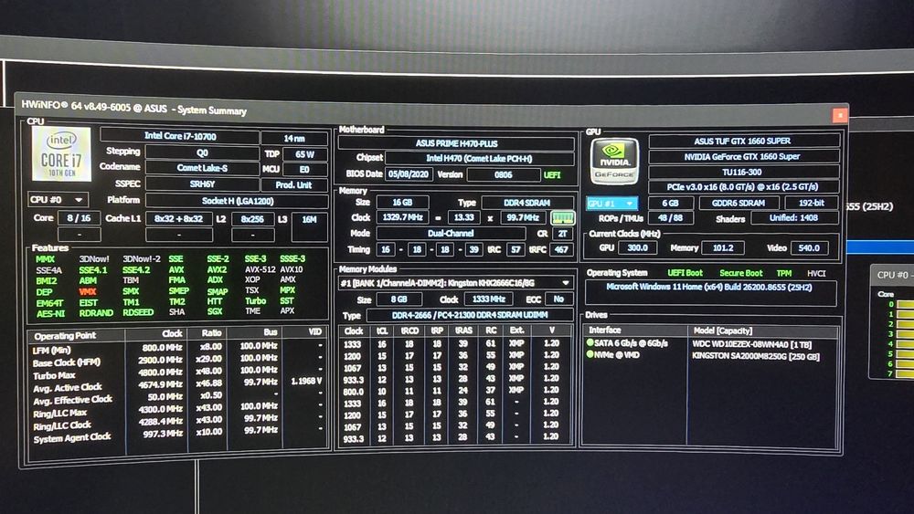 PC Gaming i7 10700 GTX 1660 Super 16GB SSD AIO Cooling