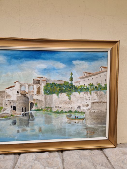 Превъзходна голяма антикварна авторска испанска картина