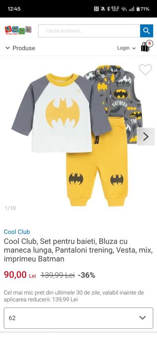 Set mărimea 68 băieți - Batman - cool club - smyk