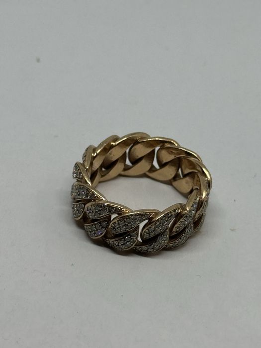 уникален златен мъжки пръстен с диаманти 13.52гр 9к 375