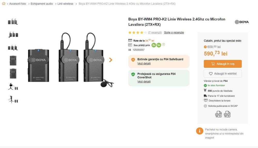 Ghimbal DJI R-SC, Lavaliere Boya BY-WM4 PRO-K2