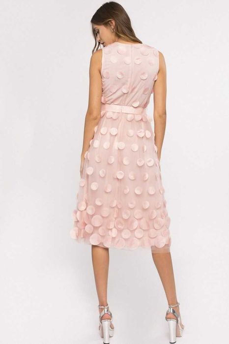 NISSA Rochie midi cu decolteu in V, Roz pastel