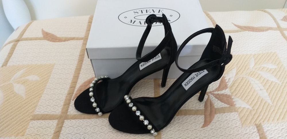 НОВИ Обувки перли камъчета GUESS, SteveMaden, 39, черни, розово злато