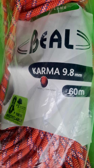 Ново въже за катерене Beal Karma 9,8 mm 60 m - RED