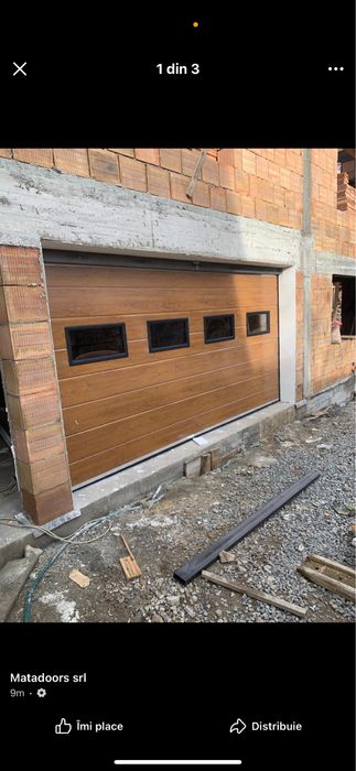 Usa garaj L3000 x H3000 gri cu geamuri -NOU!