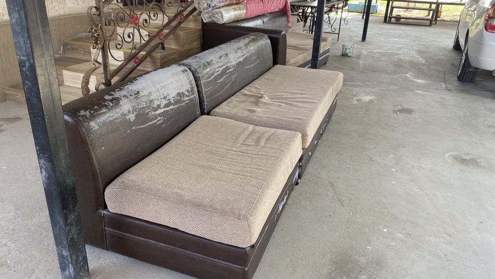 Диван угловой темный коричневый