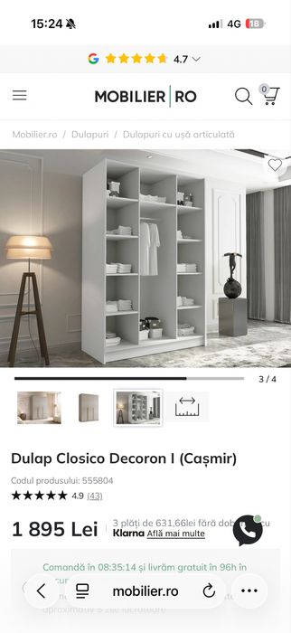 Dulap Closico Decoron I       , dulapul este asamblat acum 2 luni si arata ca nou , ma mut in alta tara de aceea vand tot.