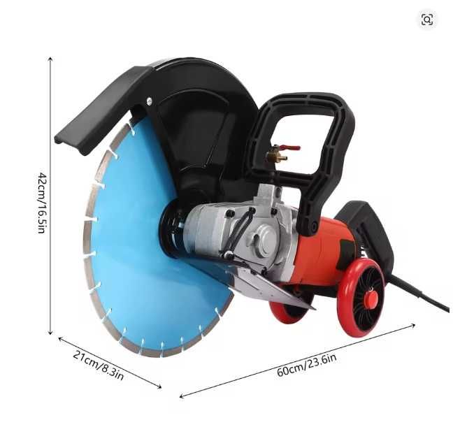 Fierastrau electric pentru beton de 4000W, lama  350 mm + rola, masina de taiat, canetal pereți, 3000 RPM