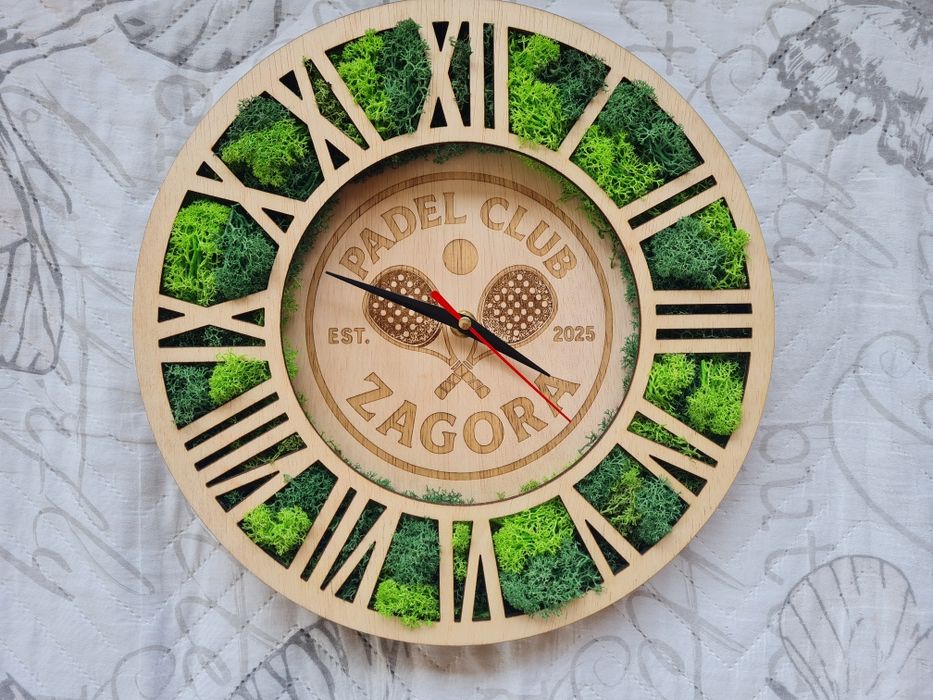 Персонализиран стенен часовник със скандинавски мъх 30  и 40см.