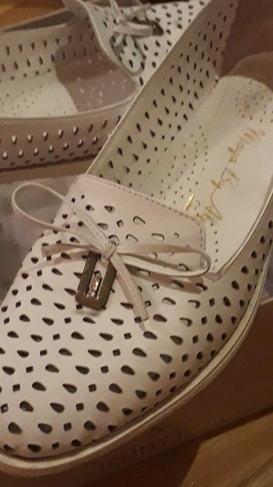 Balerini albi piele naturala 37