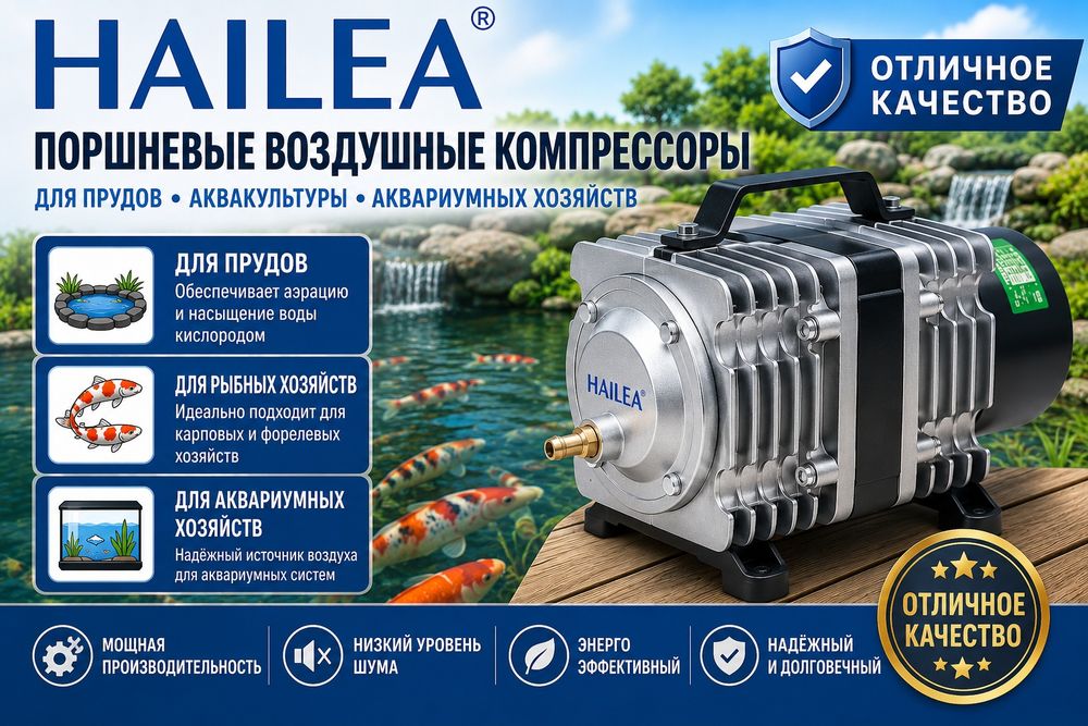 Поршневые компрессоры для аквариумной и прудовой рыбы