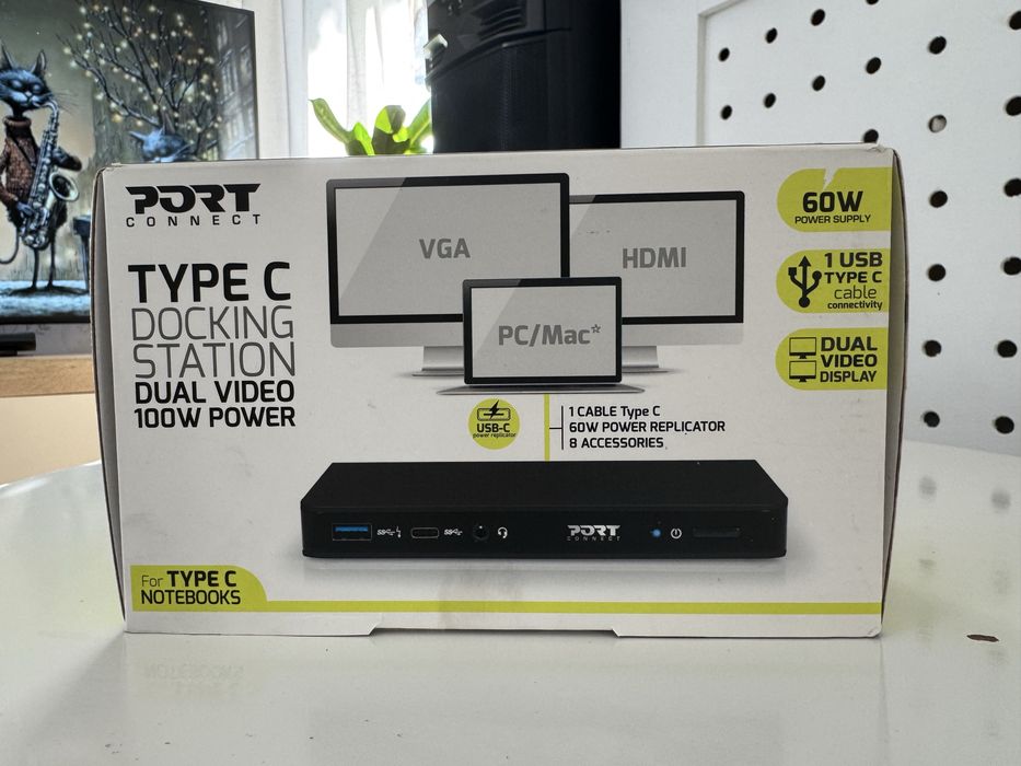 USB-C Docking station, Port Connect, Dual Video, 100W