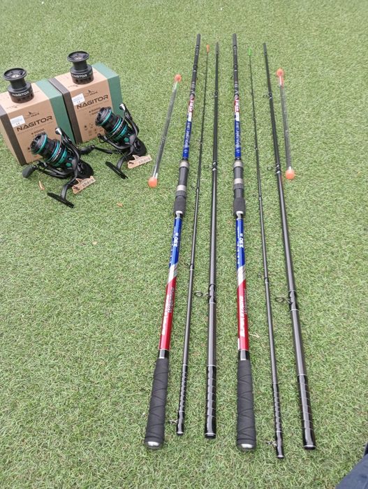 Set 2 lansete feeder Volkanic Lake Feeder 3.9m + 2 mulinete Nagitor 50