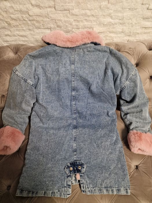 Geaca Parka cu blana roz L- XL