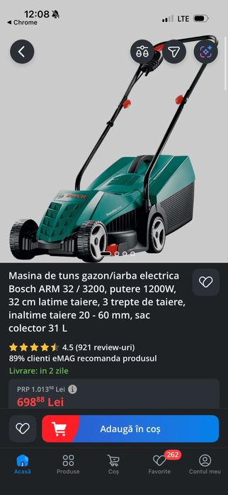 Masina de tuns gazon/iarba electrica Bosch ARM 32, putere 1200W