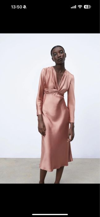 Rochie satin lunga zara M