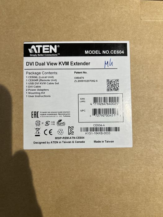 Extender KVM ATEN CE604 USB DVI Dual View Cat 5