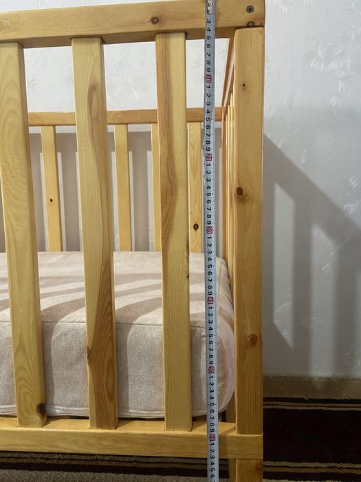 Детская кровать из дерева 120*60 см, ортопедический матрас