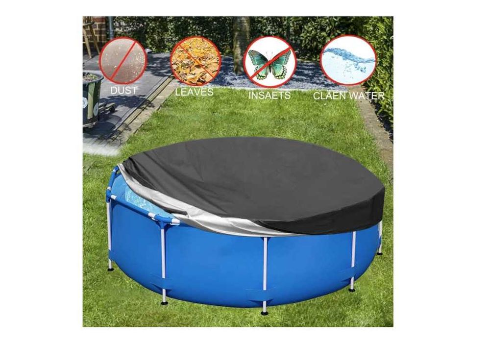 Husa pentru piscina rotunda, Panza Oxford, 244 x 244 cm, Negru