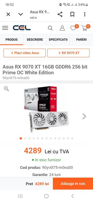 Asus RX9070XT 16 GB sigilata