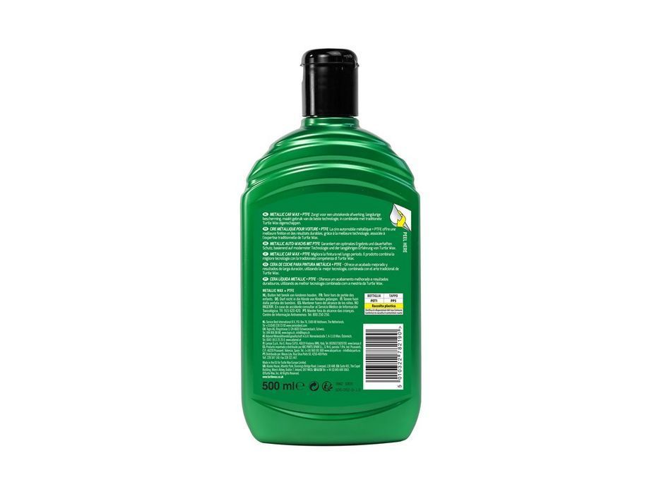 Ceara auto Turtle Wax Metallic Wax + Ptfe 500 ml pentru vopsele metalizate si perlate, protectie lac si efect hidrofob
