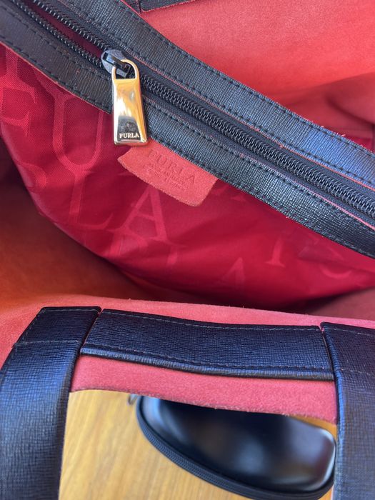 Чанта естествен велур и кожа Furla