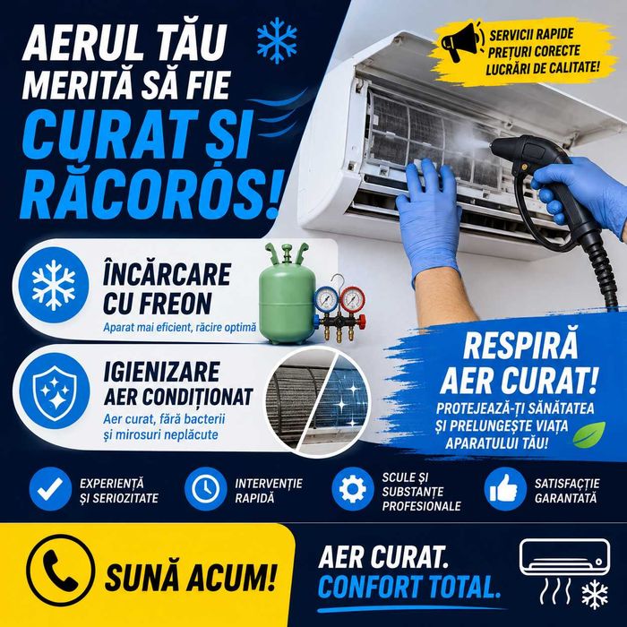 Incarcare freon / Igienizare aer conditionat cu abur / Service Aer Conditionat