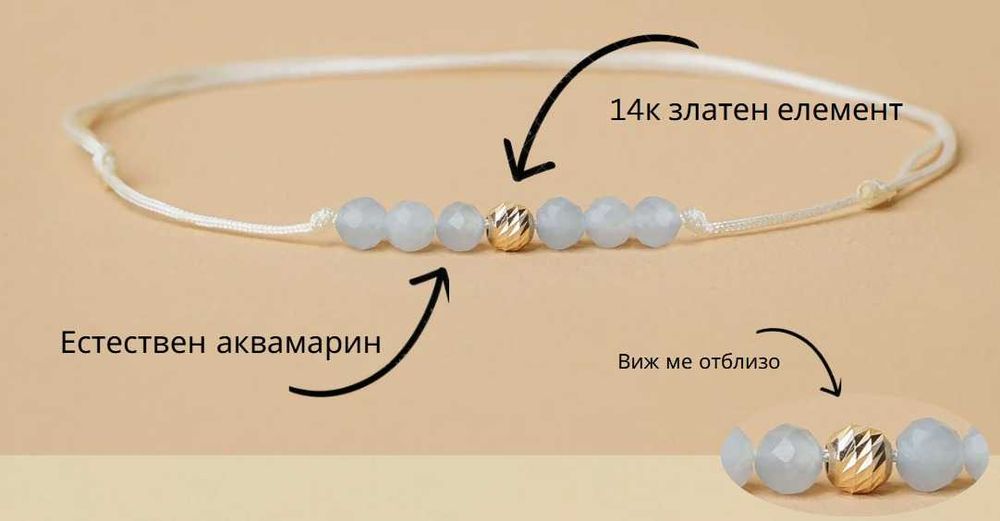 Премиум подаръчна кутия според зодията с гривна с 14К злато