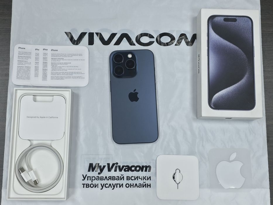 128GB iPhone 15 Pro Vivacom Гаранция 2025 Blue / Син