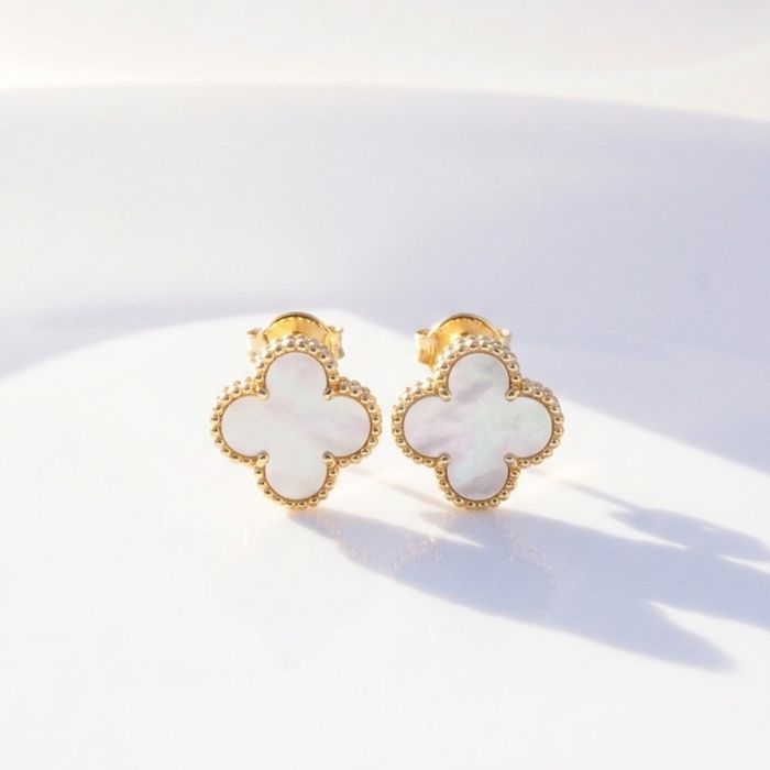 Златен комплект Van Cleef бял седеф