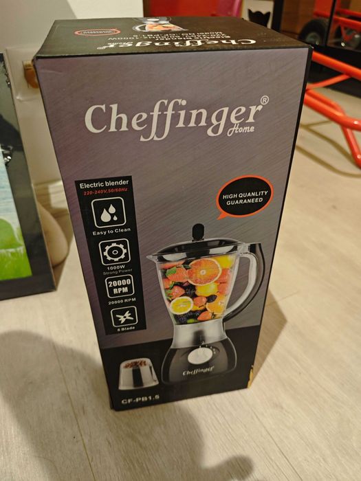 Blender electric Cheffinger Home, 1000W, 20000 RPM + râșniță, Negru