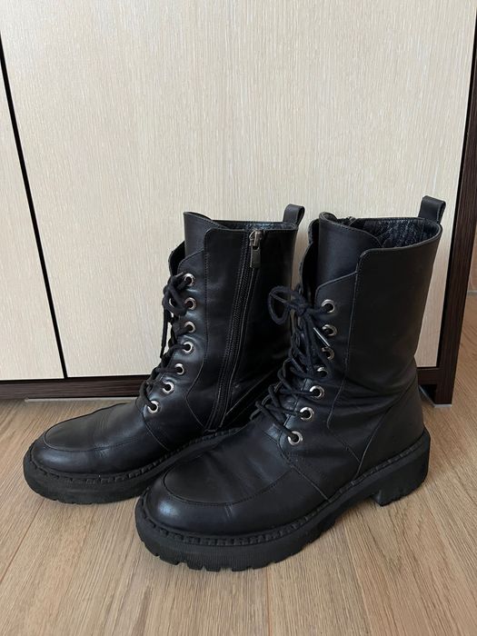 Черни кубинки от естествена кожа 37 размер