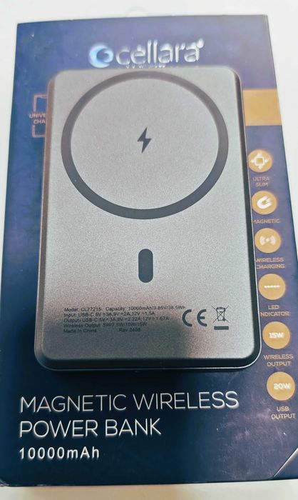Baterie Externa Wireless  Magnetic Slim  10000 mAh Magsafe 15W - NOUA