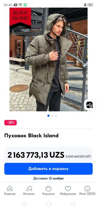 Пуховик фирменный Black Island