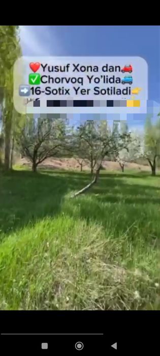 Yusufxonada 8 sotix yer sotiladi