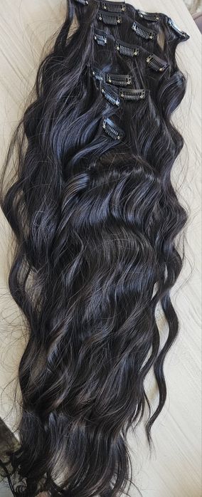 Нова изкуствена коса 200гр. 75см.дълга Тъмно кестенява