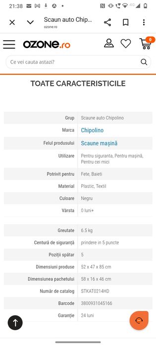 Scaun auto stare impecabilă