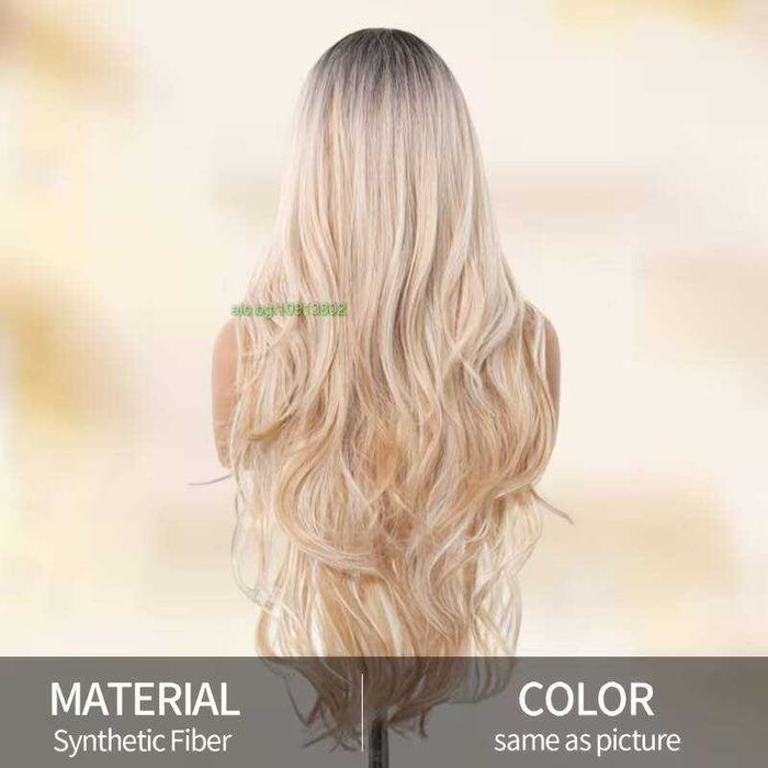 Ефектна руса перука с омбре преливане, тъмни корени и бретон