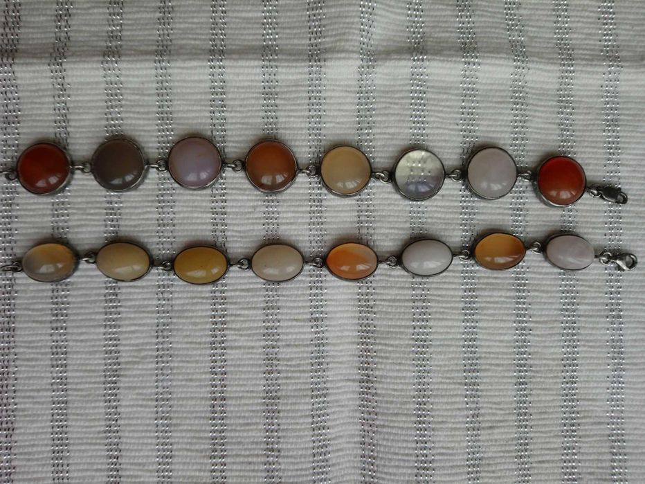 Сребърна гривна с ахати и планински кристал