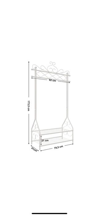 Suport umerase/haine, metalic, sina de agatat, doua rafturi 92x41