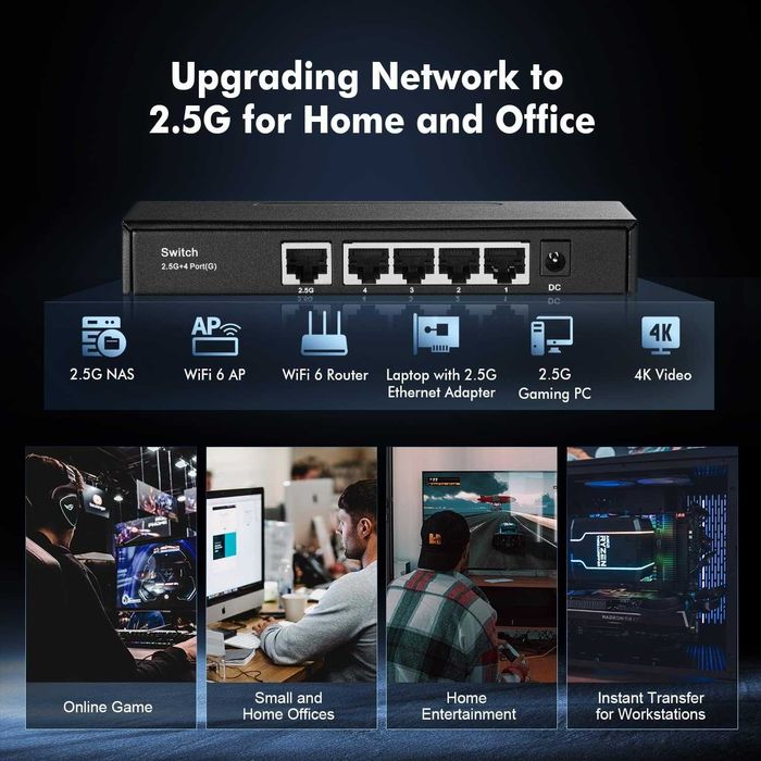 Switch Binardat G05-0412G,1 port 2,5 Gb,4 port RJ-45 Ethernet Gigabit