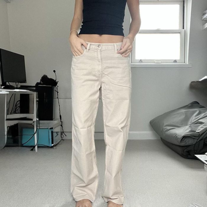 Uniqlo wide leg беж дънки