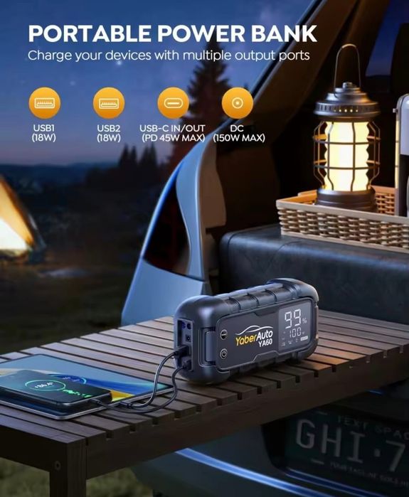 Robot de pornire auto profesional Yaber 26800mah 6000A 12v nou